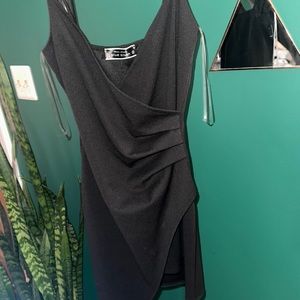 Black V-Neck Asymmetrical Dress